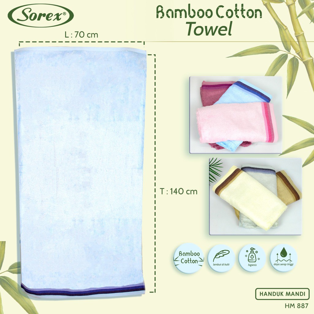 Sorex Handuk Mandi Dewasa Cotton Bamboo Lembut Daya Serap Tinggi HM 887