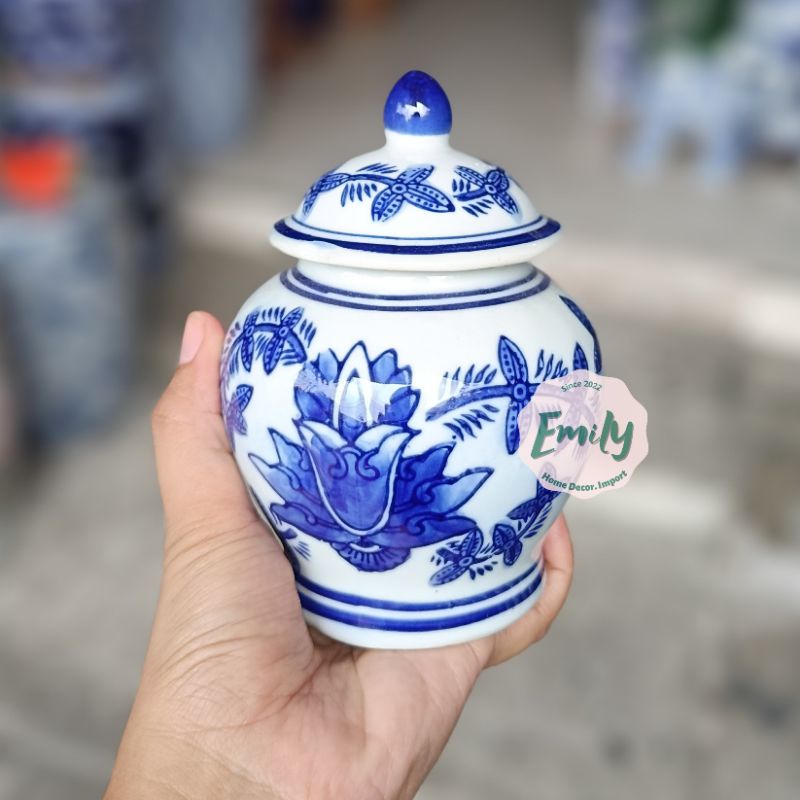 Toples Keramik Biru Putih Kecil