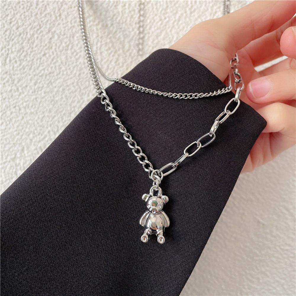 Mxbeauty Wanita Kalung Fashion Korea Smiley Face Rumbai Double Layer Perhiasan Hadiah Sweater Rantai Kalung