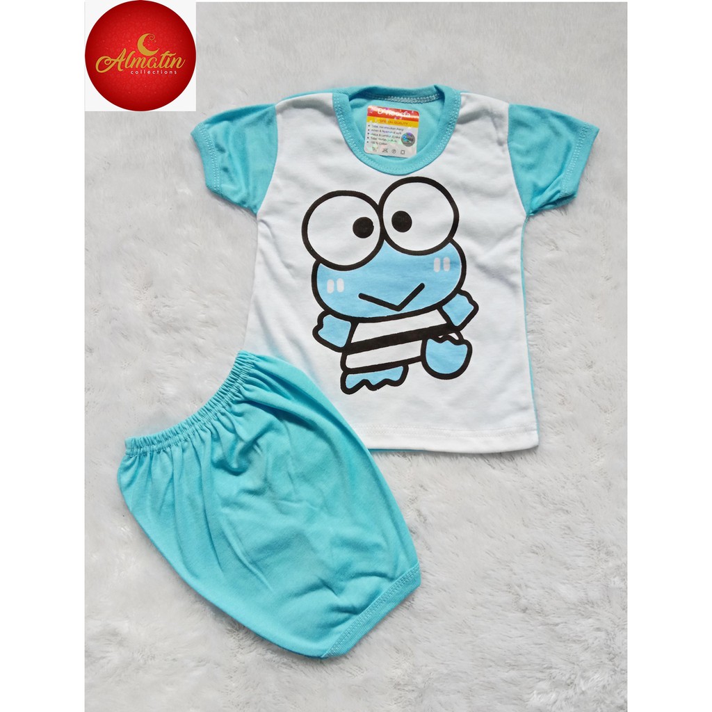 [TERMURAH, ORI] Setelan Baju Bayi Pendek D'noorfa Berkualitas Usia 0-8 Bln / 3 Pcs Baju Bayi Keropi