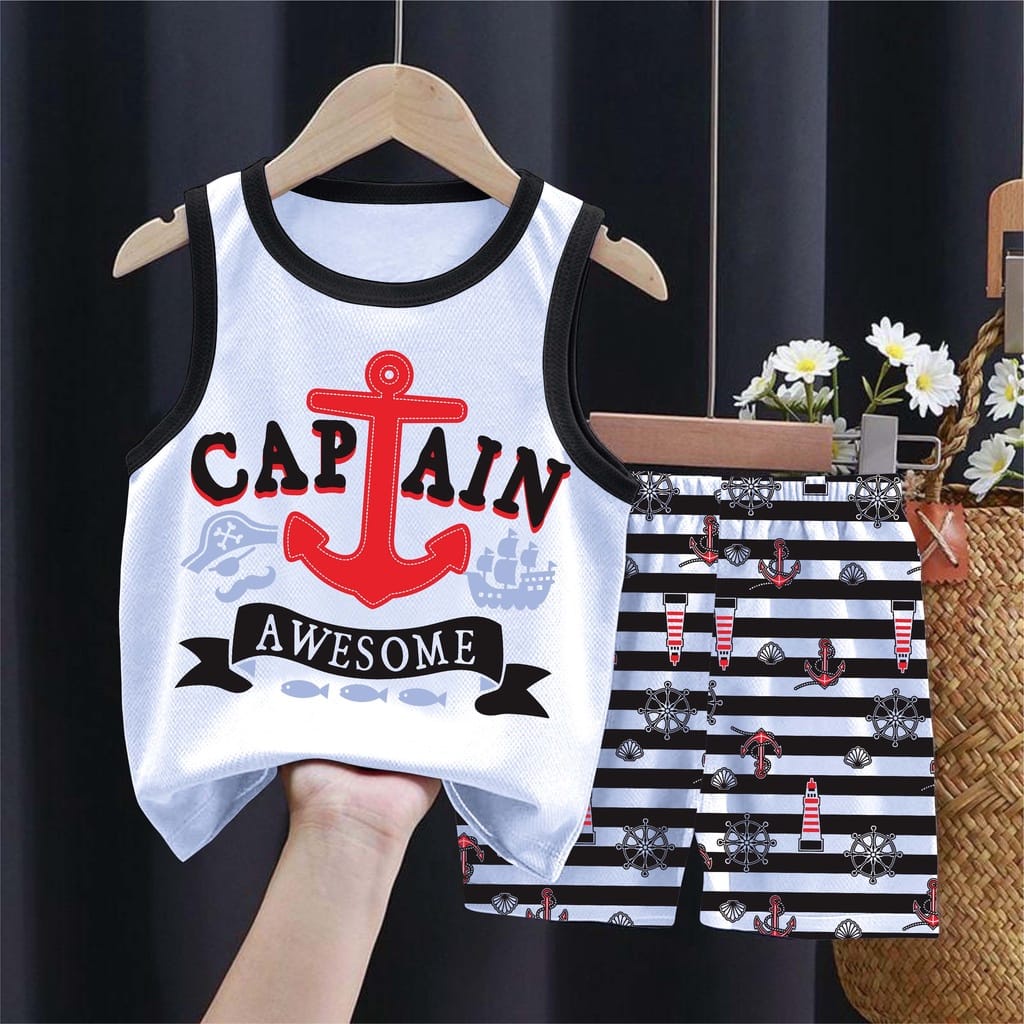 setelan baju anak singlet JANGKAR captain untuk anak 2-10 tahun