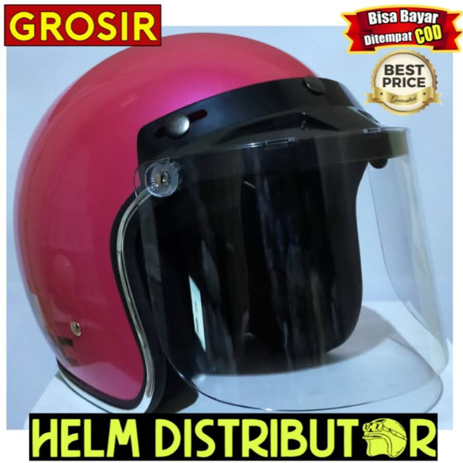 HELM BOGO ARC LES CHROME DEWASA KACA DATAR | Shopee Indonesia