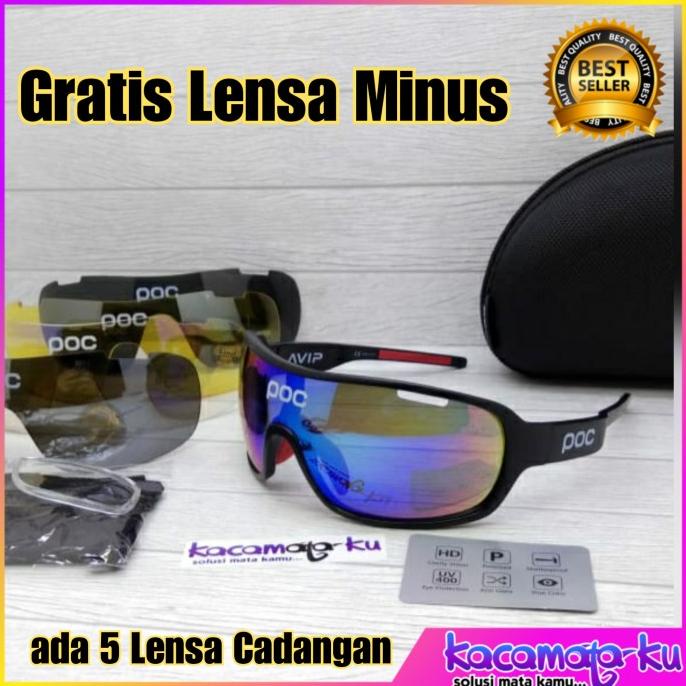 Kacamata Gowes Sepeda Pria Wanita POC AVIP 5 Lensa - Free Lensa Minus