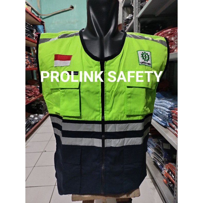 ROMPI BAHAN KAIN DRILL DALAM PAKAI FURING HIJAU STABILO DONGKER FREE LOGO K3 BENDERA