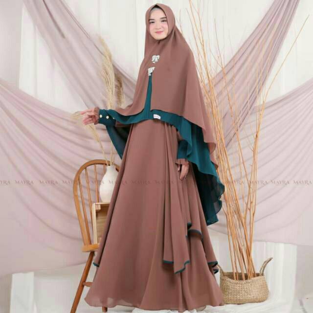 Gamis Syari Ceruty Mix Renda Depan dan Tangan | Gamis Syari Busui | Gamis Set Khimar Terbaru-4