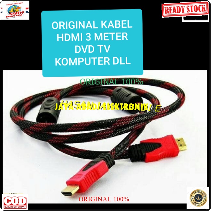 G302 KABEL HDMI 3 METER BAHAN BERSERAT TEBAL BISA UNTUK TELEVISI PS GAME CPU MONITOR LAYAR LED FULL HD JACK MALE FEMALE MENGHASILKAN GAMBAR DAN SUARA YANG JELAS KONEKTOR PLUG BOOT KOMPUTER SWITCH ROUTER MODEM COMPUTER INDIHOME FIRTSMEDIA ROUTER RESOLUSI