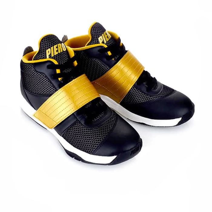 PIERO SEPATU BASKET ONIMARU - BLACK/GOLD/WHITE - Hitam, 39