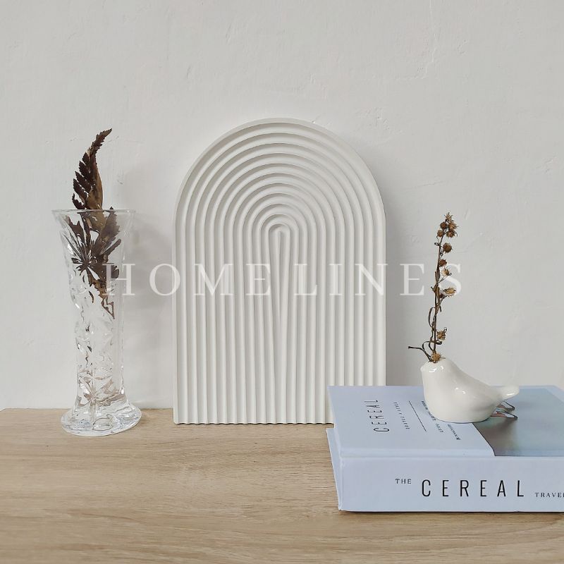 Arch Tray Aesthetic White &amp; Black| Baki Properti Foto | Korean Coaster | Nampan Korea- Tatakan Gelas | Home Cafe | Desk Decor | Mini Vase | Vas Nordic | Property Produk | Pajangan Rumah Aestetik