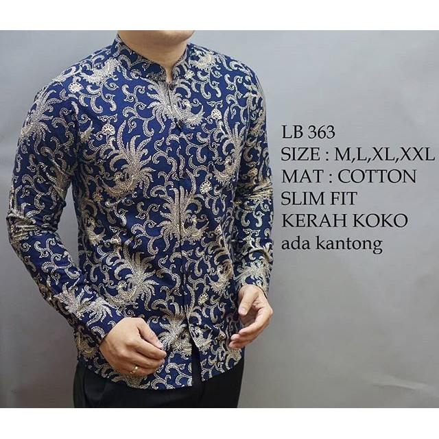 KEMEJA BATIK PRIA SLIM FIT / BAJU BATIK KOKO KEMEJA KOKO LB363