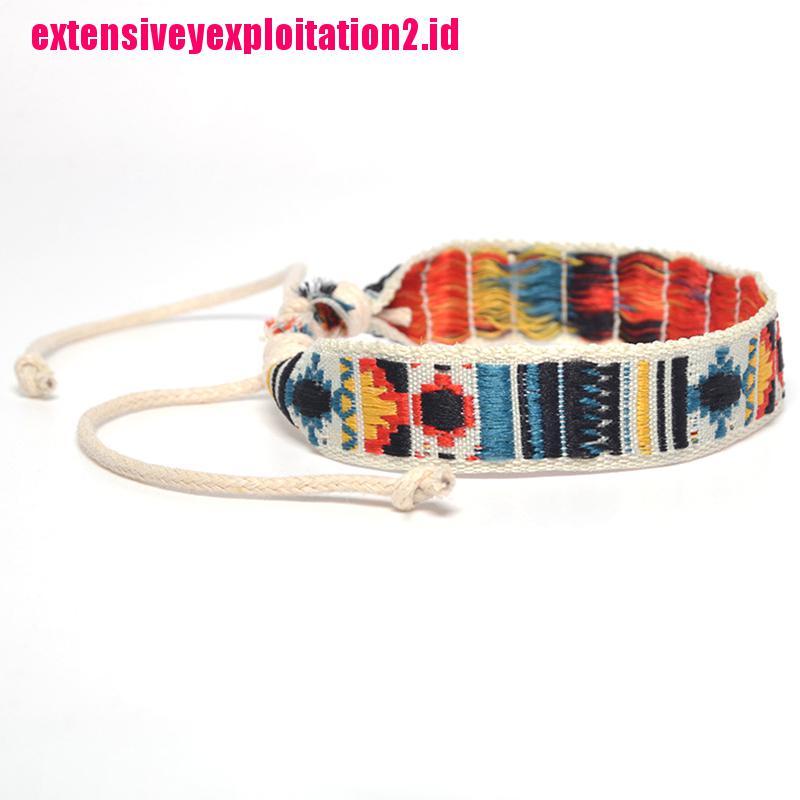 &lt; E2id &amp; &gt; Gelang Tangan Tali Kepang Katun Handmade Gaya Etnik Bohemian Untuk Wanita