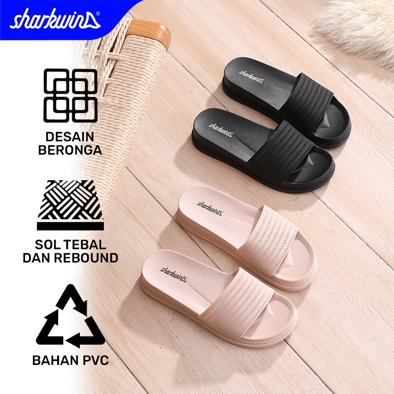 SHARKWIN  WSP013 Sandal Wanita Murah Terbaru PVC kasual sepatu rebound Slippers Slide