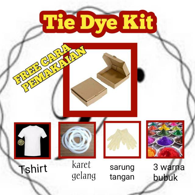 Paket Tie Dye - Tie Dye Kit -Diy Baju warna - Tsirt Tie Dye- Kaos Tie Dye - Tai Day - Baju Tie Dye