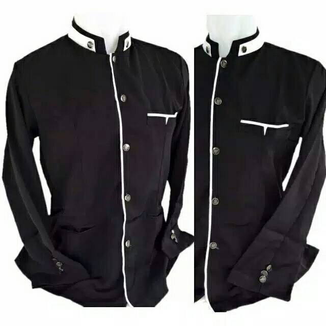 [COD] JASKO ELEGAN HITAM POLOS LIST PUTIH