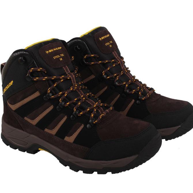 Dunlopmichigan Mens Steel Toe Cap Safety Boots Brown Terlaris