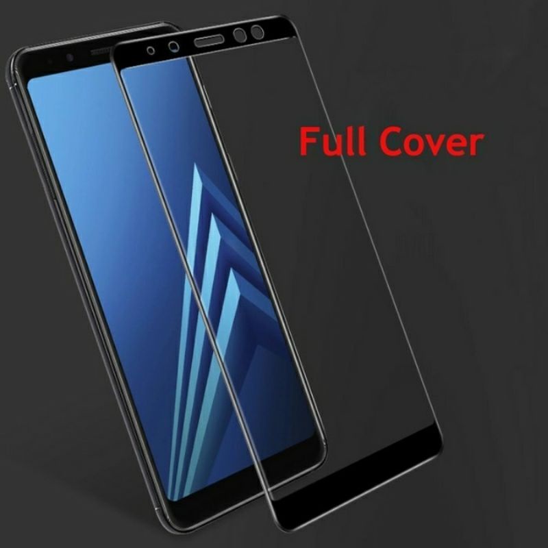 Full Cover Tempered Glass Warna 5D / 6D / 9D Samsung A8 2018 - Hitam