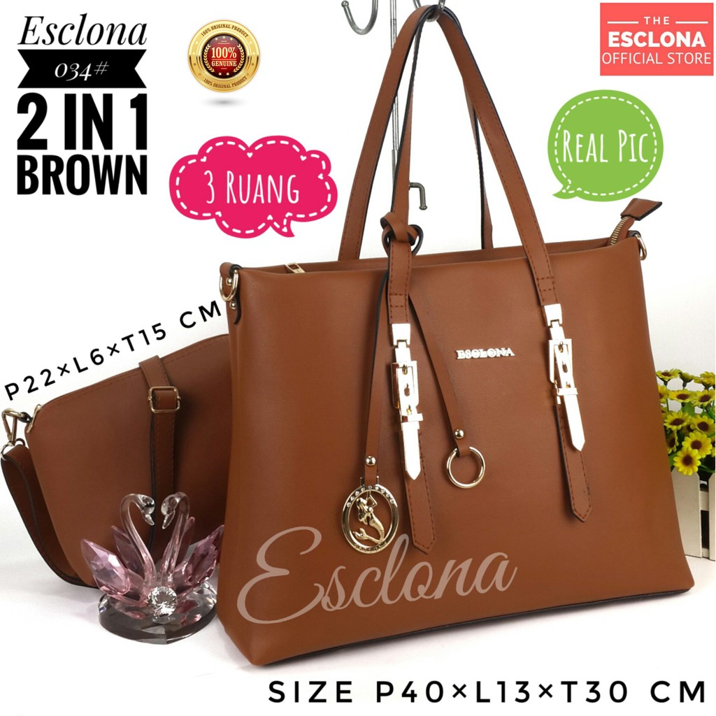 Tas wanita Import Bag Laptop Esclona 034 Tas Batam Selempang Cewek Branded Cantik Fashion Murah Handbag Original Besar Kantor Kerja Kuliah Premium Super Populer Terbaru Terlaris Hobo Office Ibu Emak Dewasa Santai Berpergian Shoulder Bahu