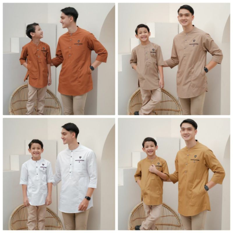 Baju Koko Kurta Dewasa dan anak Lengan 3/4 Material Toyobo Adem Serap Keringat