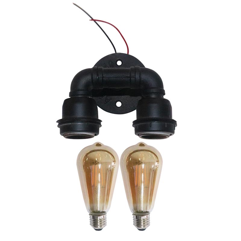 EELIC ELC-P008 Lampu hias gantung tempel dinding pipa plastik menggunakan fitting e-27 + 2 pcs lampu