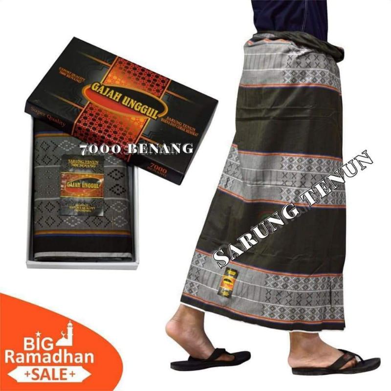 sarung dewasa tenun 7000 benang gajah unggul / kain sarung adem by zellshop