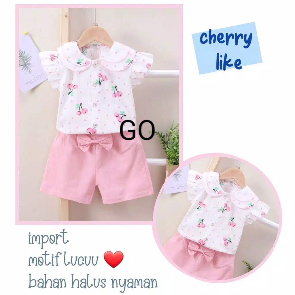 gos CHERRY LIKE 2504 EBV setelan baju anak bayi perempuan import 6bulan - 4tahun