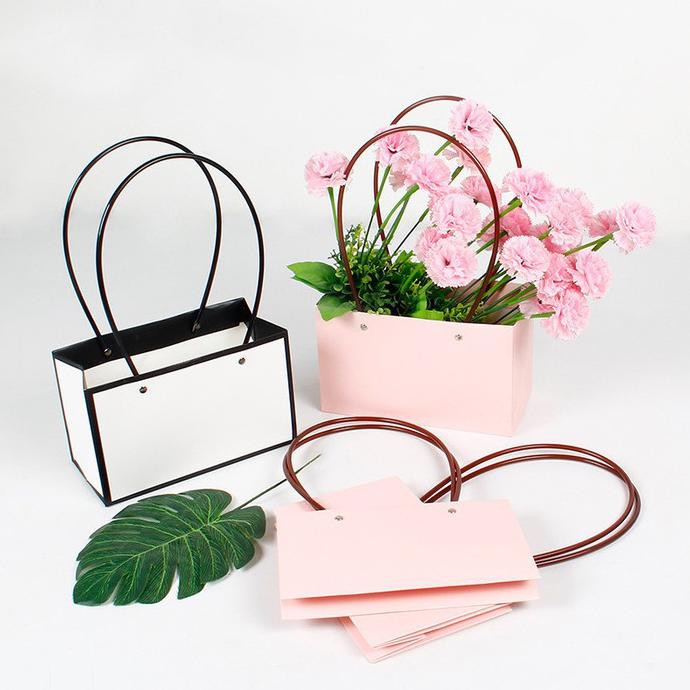 

5Pcs Square Kraft Paper Tote Bag Flower Wrapping Bag Diy Florist Ryanstore36