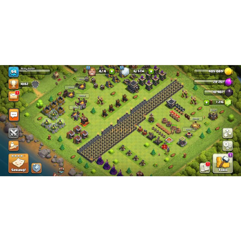 AKUN CLASH OF CLANS TH 9 BK ON SKIN ALL MAX (-WALL & HERO)