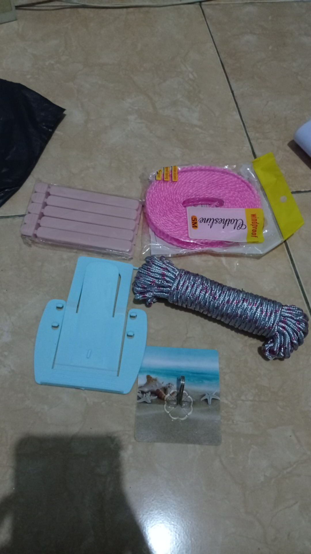 Tali Jemuran Baju Panjang 5 Meter Free Penjepit Kayu 5pcs