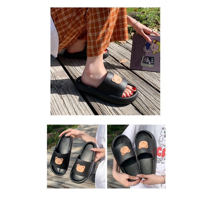 Sendal Slop Sandal Karet EF04 Cute Bear Sandal Slop Slip On Teplek Wanita Sandal Cewek PRIA ACC