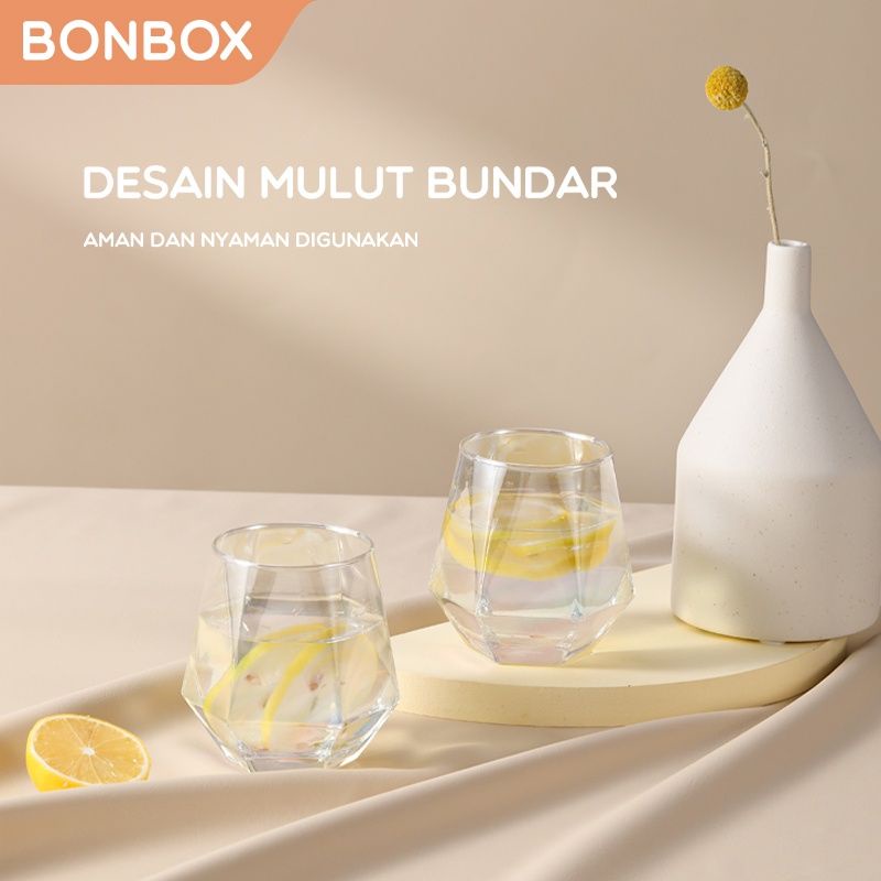 Bonbox Tumbler Diamond Glass Gelas Hexagonal