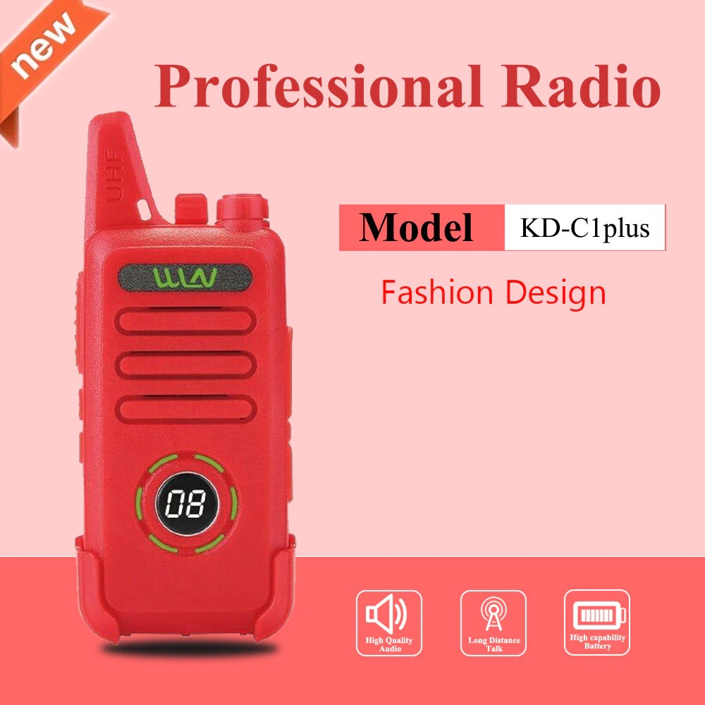 WLN KD-C1 Plus KD C1 Plus + HT UHF Hitam Putih Merah Garansi Layar CH Handie Talkie WLAN KDC1 400 470 Mhz 16 Chanel Full Set