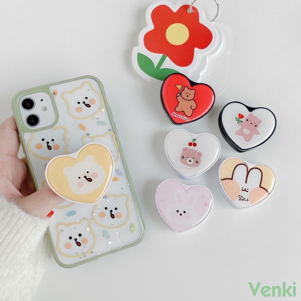 Popsocket Hp Bentuk Hati / Beruang / Ceri Model korea