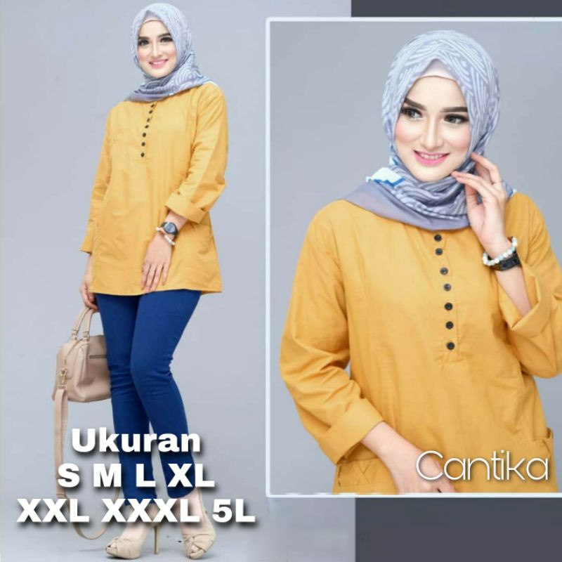 Cantika Blouse Atasan Big Size Ukuran Size S M L XL 2XL 3XL 4XL XXL XXXL  XXXXL 2L 3L 4L 5L  Atasan Blouse Wanita Jumbo Atasan Big Size Kemeja Kerja Korea Over Size