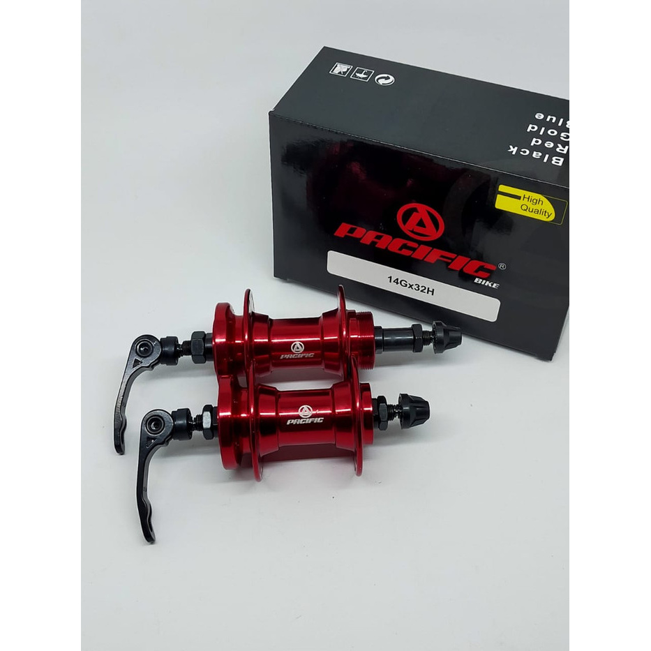 PACIFIC HUB 32 HOLE MODEL DRAT DISC BRAKE 6 BOLT SEPEDA MTB LIPAT - MERAH