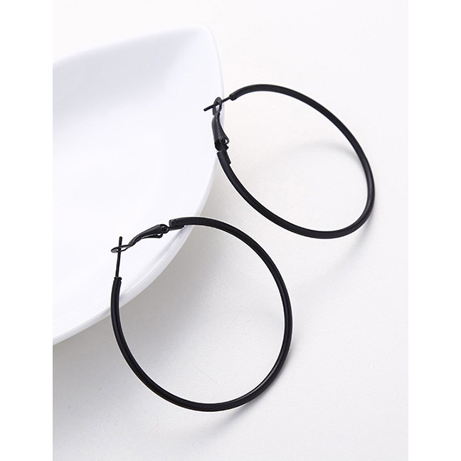 LRC Anting Hoops  Fashion Round Shape Decorated Earrings 5cm