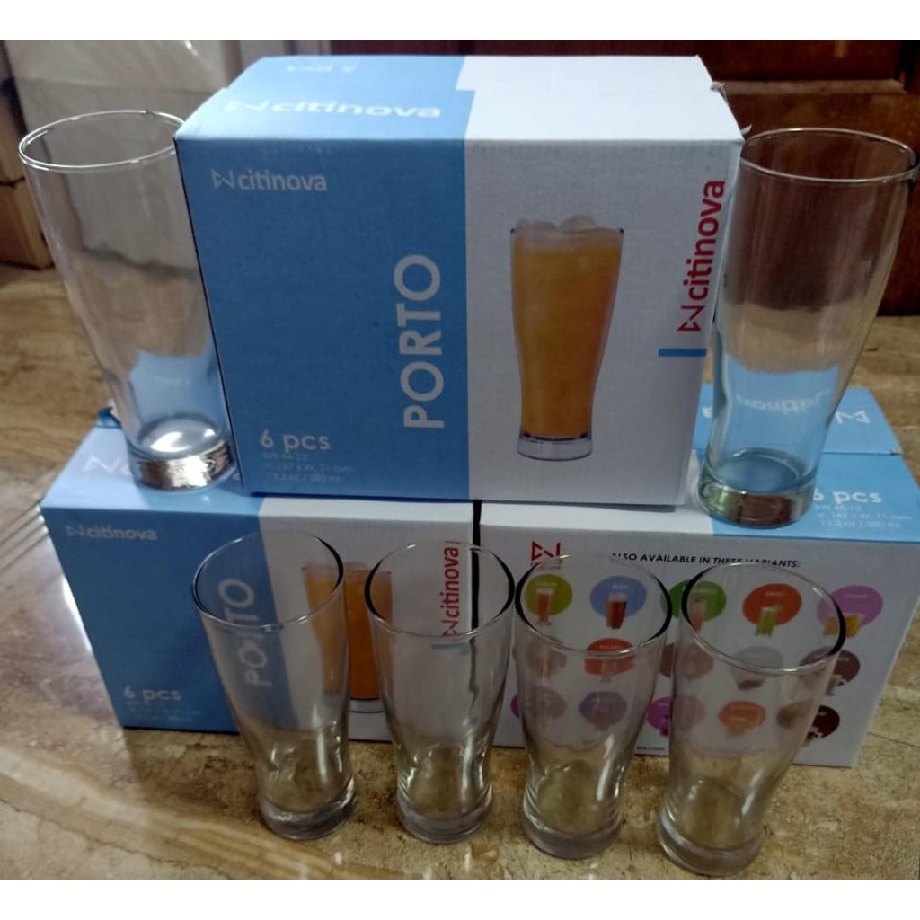 Citinova Gelas Kaca Blown Glass Porto isi 6 Pcs / gelas jus / gelas harian