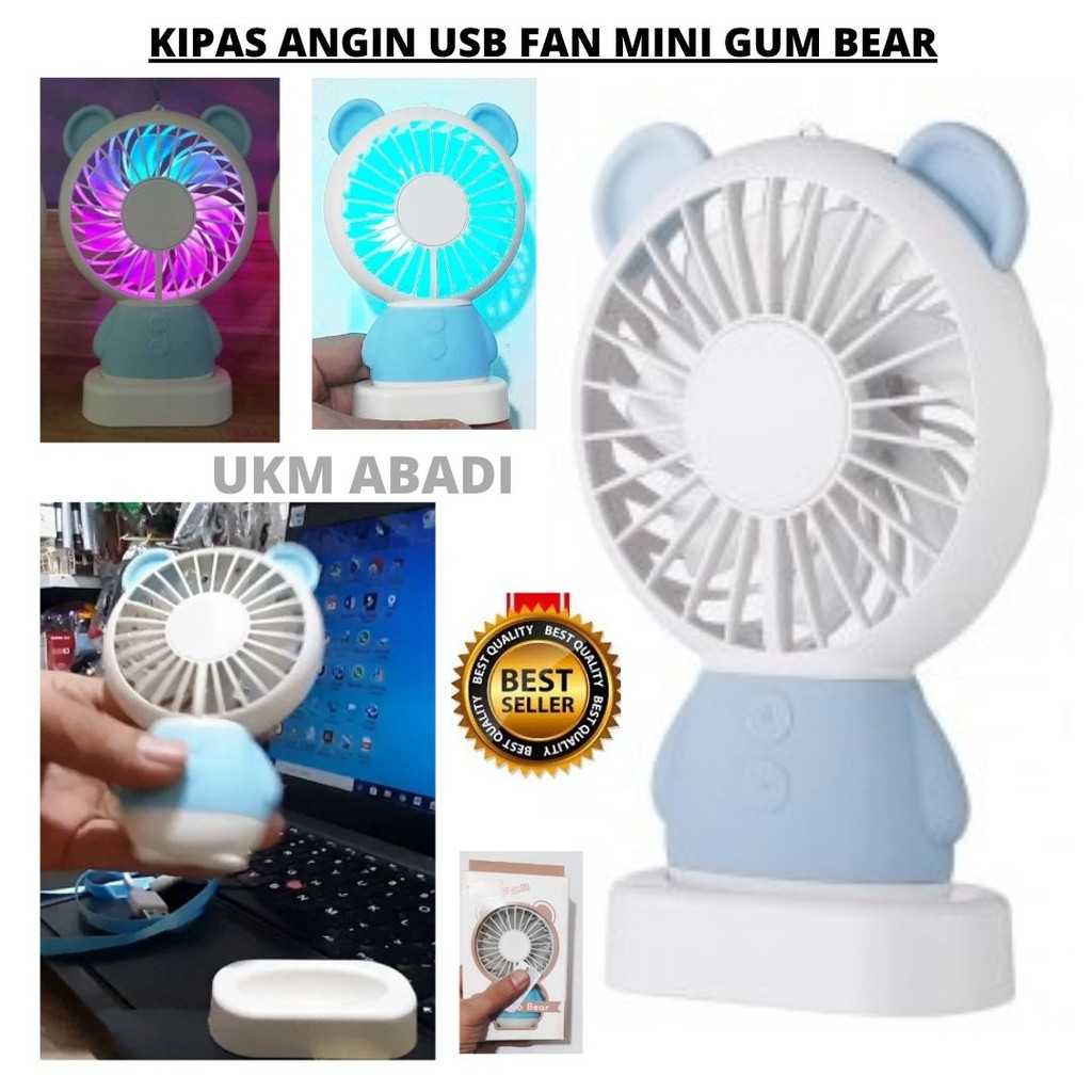 Kipas Angin USB Mini Fan LED Portabel Gum Bear ZW2801 111153