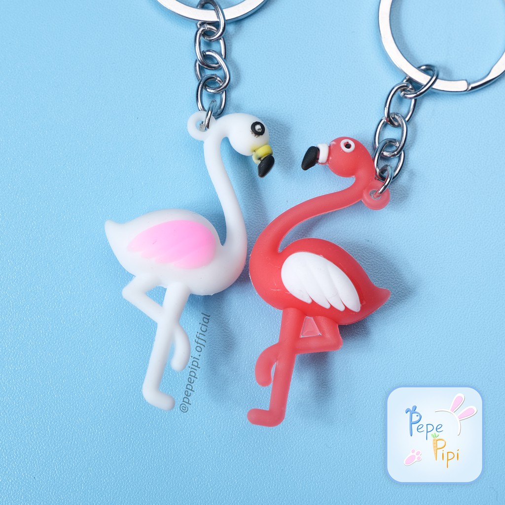 Gantungan Kunci Flamingo Kecil Flaminggo Keychain Ganci Hiasan Tas Lucu COD