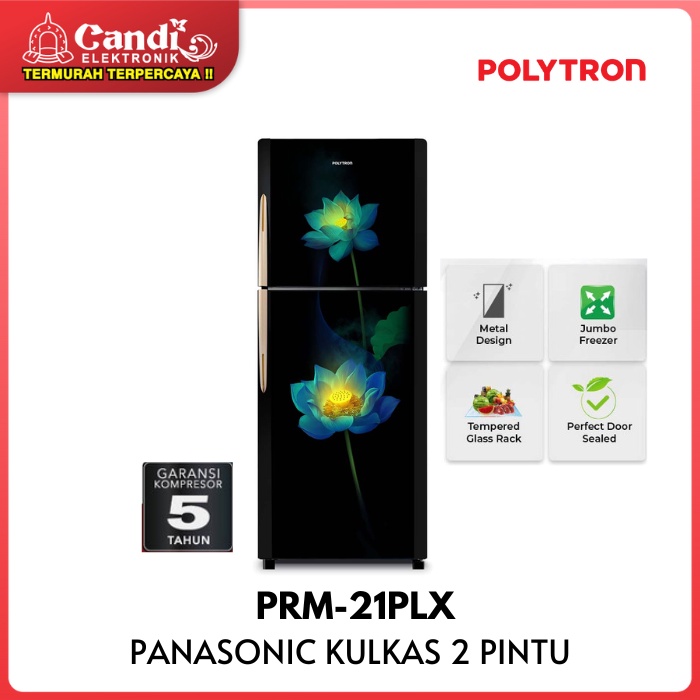 POLYTRON Kulkas 2 Pintu Kapasitas 210 Liter PRM-21PLX