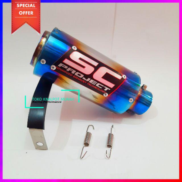 Silencer/Slencer knalpot racing SC PROJECT motor 100-300cc Vixion CB150R CBR R15 Satria GSX MX sonic-Half Blue