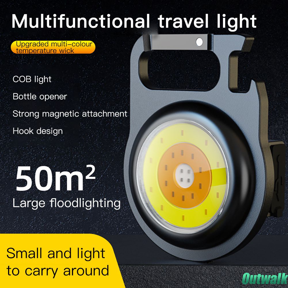 ღ Mini Lampu Emergency Portable Bekerja Senter Saku Gantungan Kunci Usb Isi Ulang Berkemah Di Luar Ruangan Kecil Lampu Obor Pembuka Botol