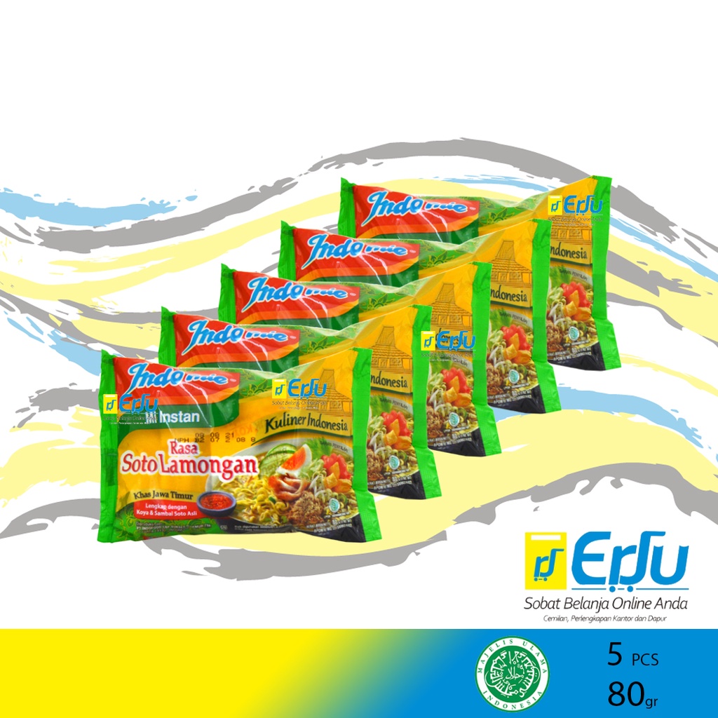 

5PCS Indomie Kuliner Soto Lamongan Mie Instan Kuah Khas Jawa Timur Halal MUI - 5pcs x 80gr