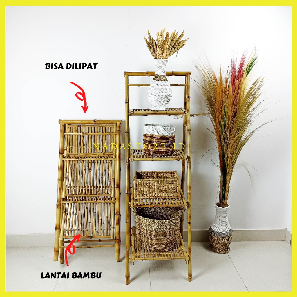 RAK LIPAT / RAK SUSUN / FOLDING RACK / STANDING RAK / RAK SERBAGUNA / RAK BAMBU AESTHETIC GRADE EXPORT