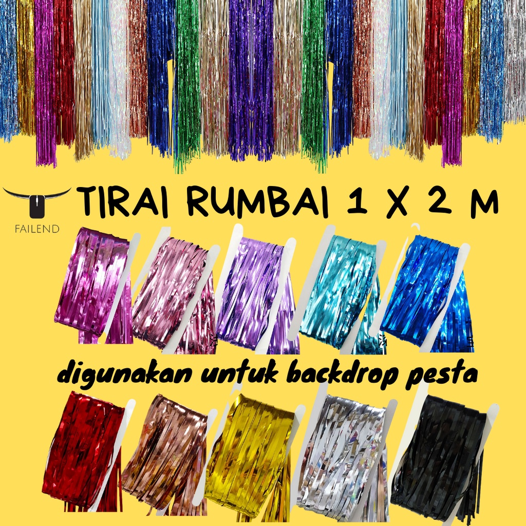 Tirai Foil Curtain Rumbai Untuk Dekorasi Backdrop Pesta Ulang Tahun 1x2 M