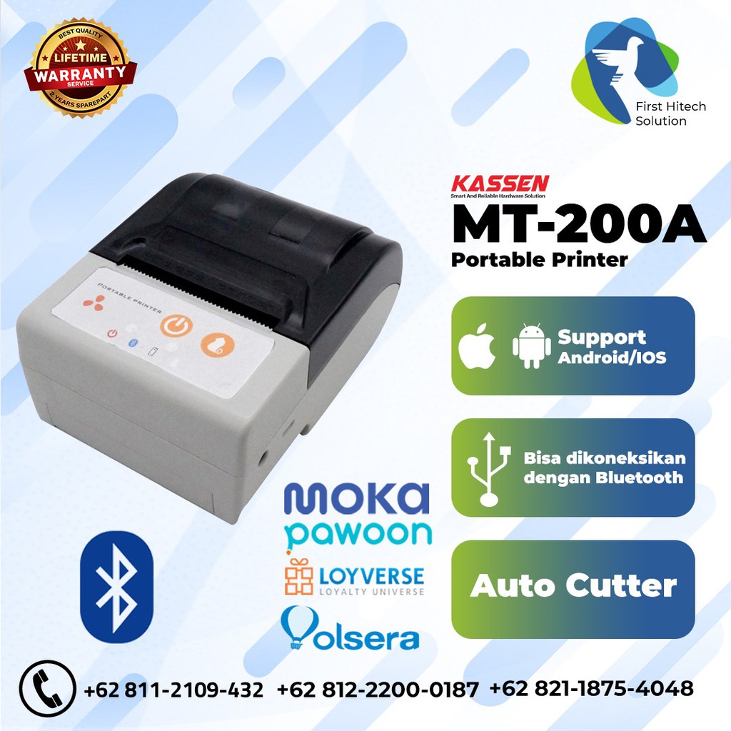 BLUETOOTH BARCODE PRINTER - KASSEN MT-200A THERMAL AUTOCUTTER 58MM