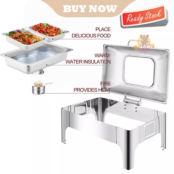 LUXURY Prasmanan Hydraulic SEKAT Chafing Dish 9.0L Segi SOFT CLOSING