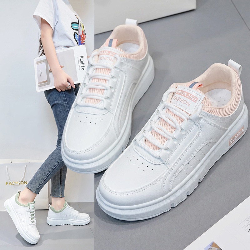 COD AC K198 Sepatu Sneakers Import Wanita Sepatu Kanvas Putih-5