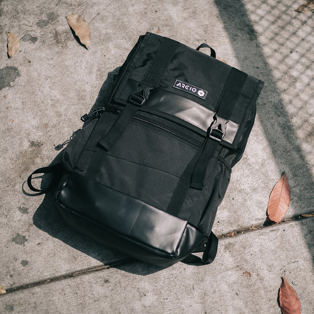 JASON BLACK |FORIND x Arcio| Tas Ransel Gulung Punggung Original Pria Wanita Kuliah Sekolah Backpack