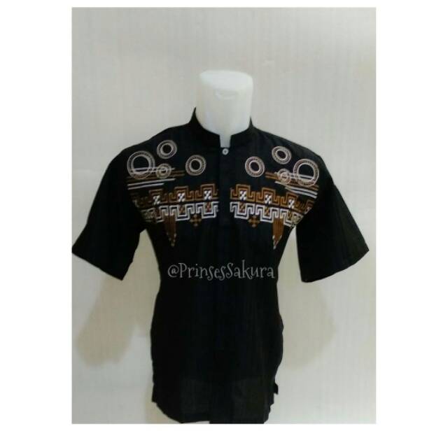 Baju Koko BSY motif bordir baju muslim pria bordir simple