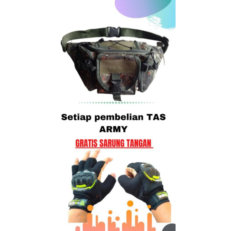 Beli 1 Gratis 1 Waistbag Army TACTICAL Original ( GRATIS ) SARUNG TANGAN(HARGA GROSIR) Tas Pinggang - Tas Slempang - Tas Loreng - Tas Military - Tas Tentara - Tas Polisi - Tas Murah - Tas Terlaris - Tas Termurah - Tas Terbaru - Tas Gowes - Tas Olahraga