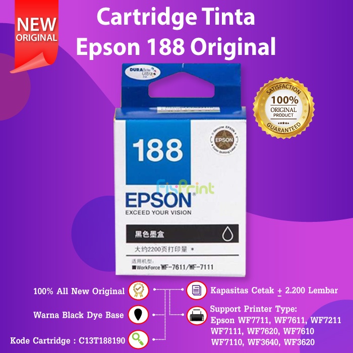 Epson 188 T188 Cartridge Tinta Printer WF-7711 WF-7611 WF-7211 WF-7111